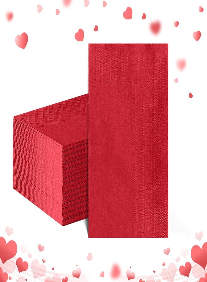 NatNarr 60 Pcs Red Napkins, Valentines Napkins Disposable Hand Towels for Bathroom Red Dinner Guest Napkin for Birthday, Wedding, Valentines Day - Image 1